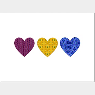 Heart Patterns in Primary Colors Posters and Art